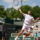Cameron Norrie serves during his match at the Erste Bank Open in Vienna.