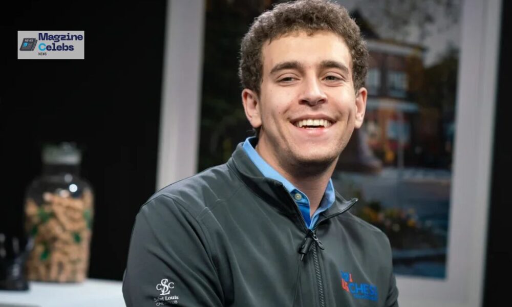 A portrait of American Chess Grandmaster Daniel Naroditsky, known for his popular online chess streams and educational content.