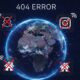 A conceptual image representing a global internet outage with disconnected app logos.