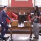 A debate taking place at the historic Oxford Union, where the president-elect was recently ousted over a social media controversy.